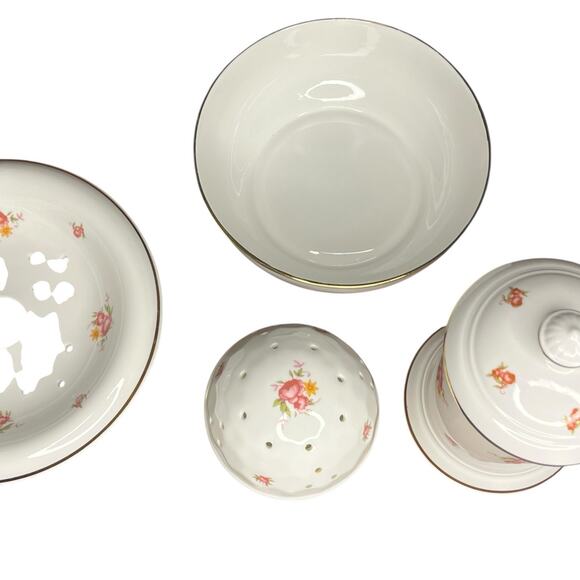 Laura Ashley Parfums Fine Bone China 3 Piece Bathroom Set Soap Dish Jar Floral - Picture 5 of 13